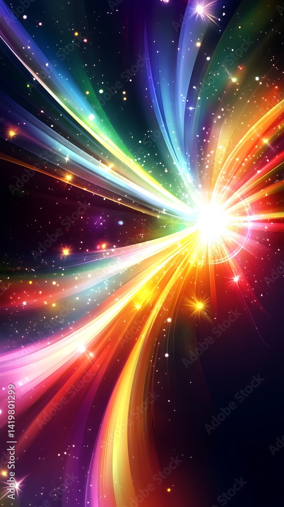 Naklejka premium Cosmic explosion of vibrant light streaks