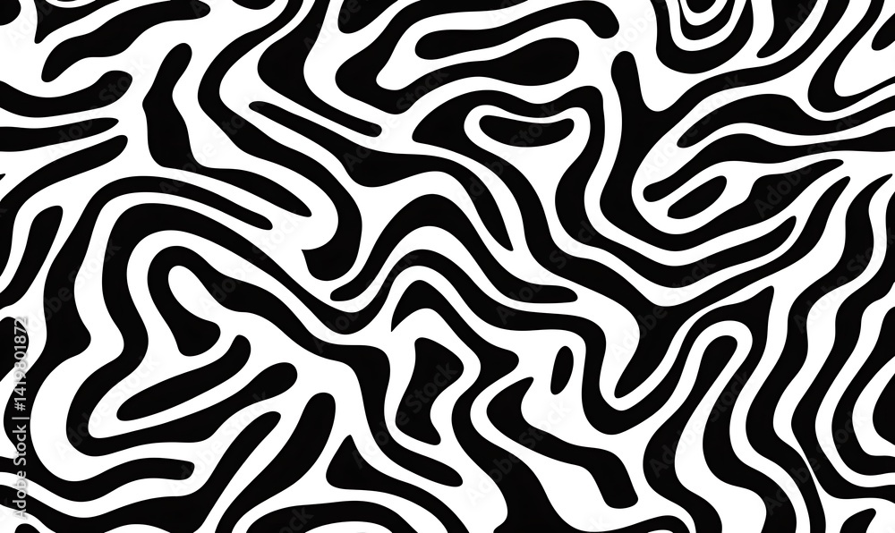 Wavy and swirled brush strokes vector seamless pattern. Bold curved lines and squiggles ornament. Seamless horizontal banner with doodle bold lines. Black and white wallpaper. Wavy and swirled brush strokes vector seamless pattern. Bold curved lines and squiggles ornament. Seamless horizontal banner with doodle bold lines. Black and white wallpaper.