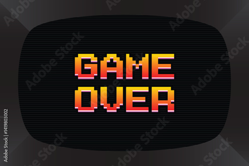 GAME OVER. Retro arcade game machine. TV Screen background. Vector illustration.	