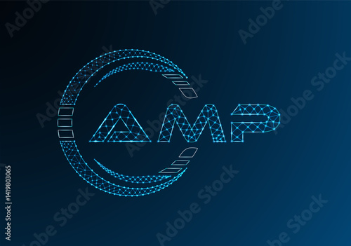 AMP low poly letter logo vector design. AMP lower poly logo design.