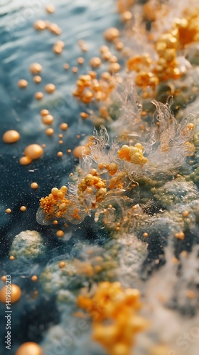 Wallpaper Mural Golden Abstract Resin Art on Dark Background Torontodigital.ca