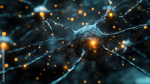 Futuristic AI neural network with glowing interconnected nodes, showcasing deep learning on a dark tech background. Perfect for AI, tech, and sci-fi themes.