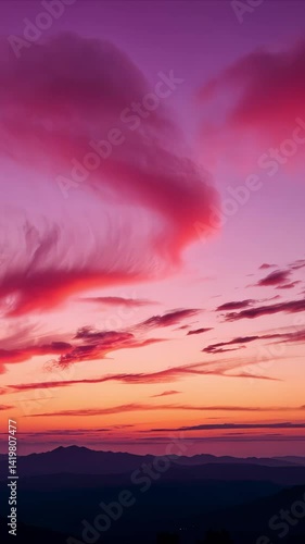 Video of fantastic sunset in warm red-pink tones  