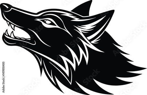 Wallpaper Mural Howling Wolf Silhouette Icon – Wild Animal Vector, Howling Wolf Head Vector Illustration, Wild Wolf Symbol – Black Silhouette Style, Minimalist Howling Wolf Head Clipart. Torontodigital.ca