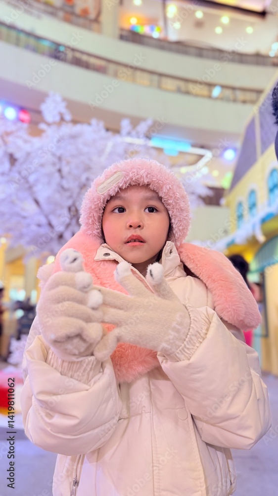 Fototapeta premium Cute little Girl wearing a sweater.