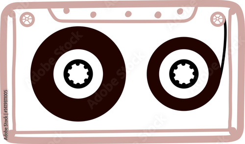 Tape cassette. Retro mix tape. Stereo music cassettes. Analogue player record cassette icon.