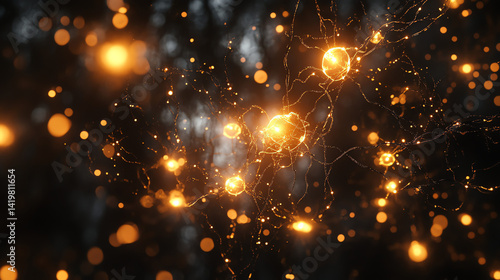 Futuristic AI neural network with glowing interconnected nodes, showcasing deep learning on a dark tech background. Perfect for AI, tech, and sci-fi themes.