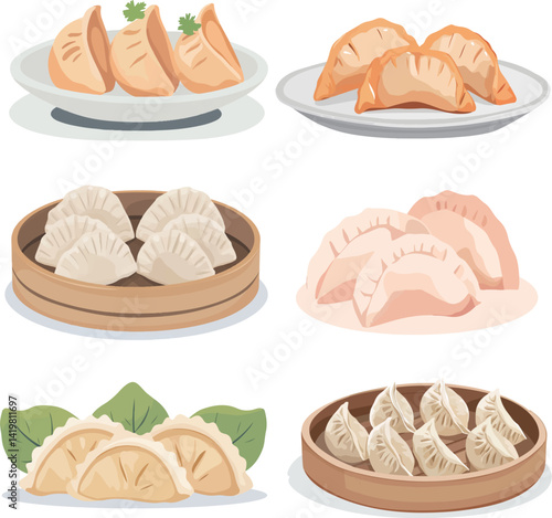 Cartoon dumplings food illustration material
