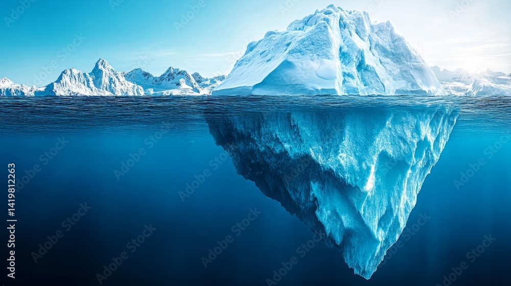 Obraz premium Majestic Iceberg Partially Submerged in Blue Ocean