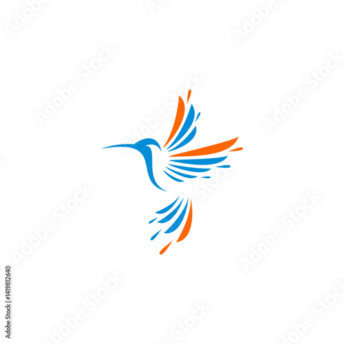 Colibri Logo isolated on white background. Design colibri for logo, Simple and clean flat design of the colibri logo template. Suitable for your design need, logo, illustration, animation.