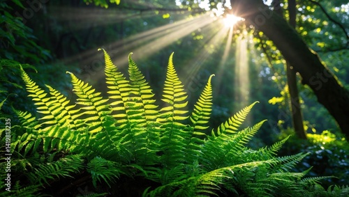 Wallpaper Mural Ferns Glowing with Sunlight in Forest Setting with Lush Greenery Torontodigital.ca