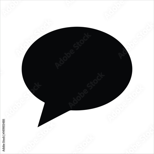 speech bubble with text line icon and silhouette vector.