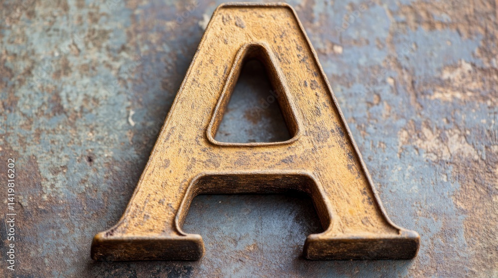 Rustic Golden Letter A on Weathered Metal Background Rustic Golden Letter A on Weathered Metal Background