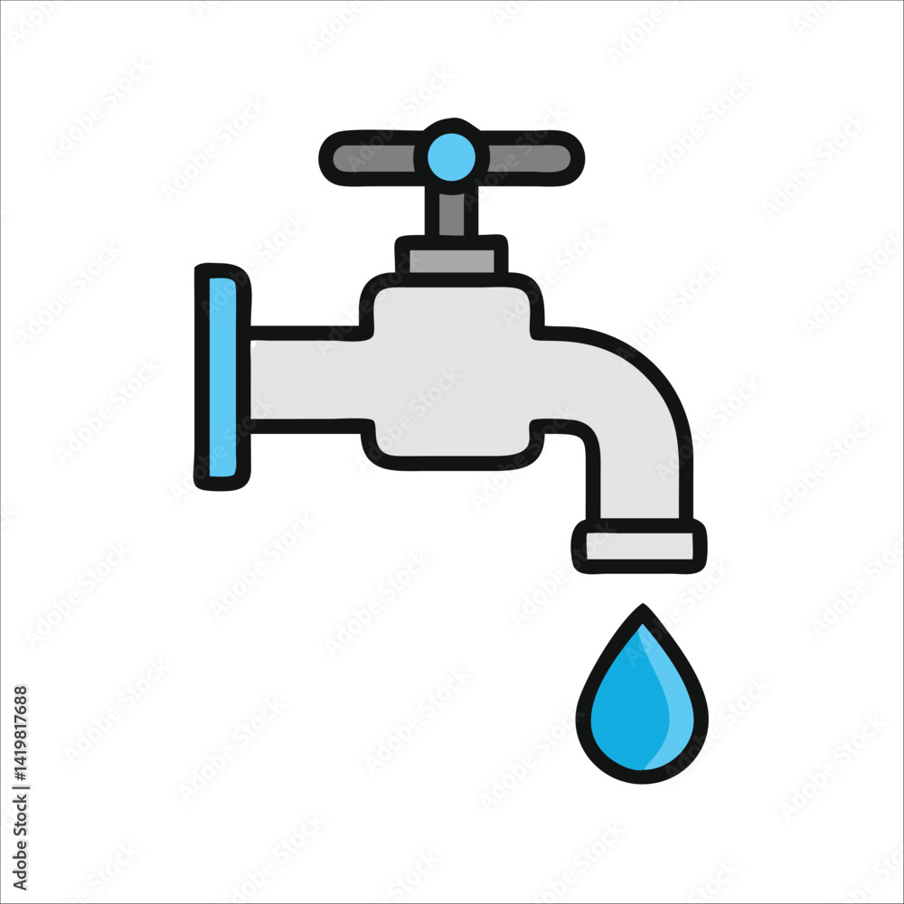 Water Tap with Falling Drop Conservation Concept Water Tap with Falling Drop Conservation Concept