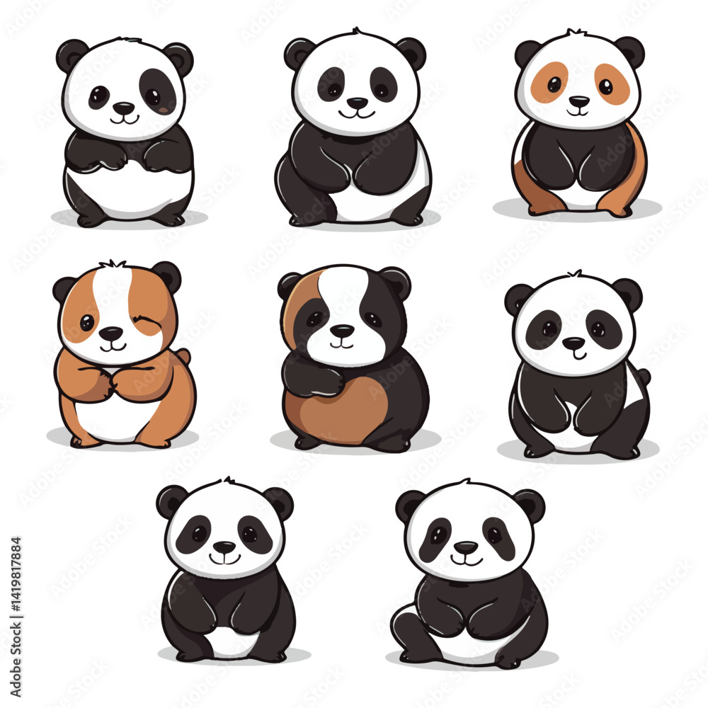 Obraz premium panda, animal, vector, transparent background, various types