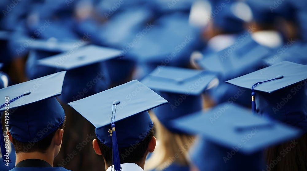 Graduates in academic regalia at commencement. Graduates in academic regalia at commencement.