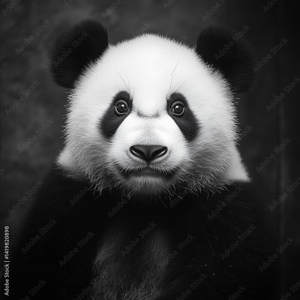Obraz premium panda, animal, illustration, background, black and white style