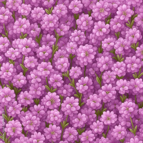 Floral pattern with intricate line art on a purple background, creating a vibrant design.