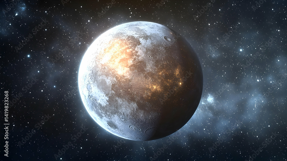 Fototapeta premium Digital Illustration Of Half Moon In Outer Space