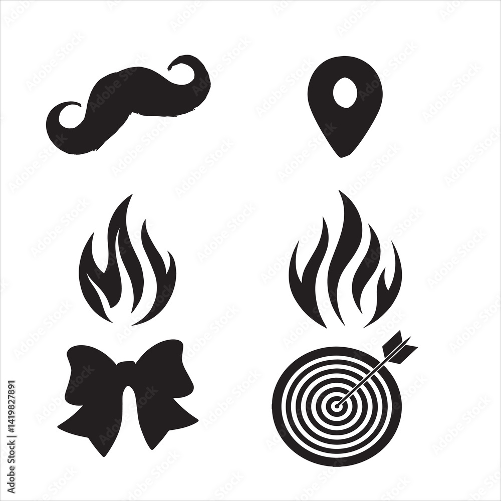 Black and white tattoo vector design with floral elements and tribal swirls as a set of black icons. Black and white tattoo vector design with floral elements and tribal swirls as a set of black icons.