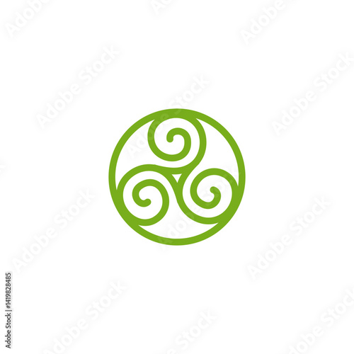three leaves trinity circle icon logo, leaf triangle for nature industri, triangular, elegant