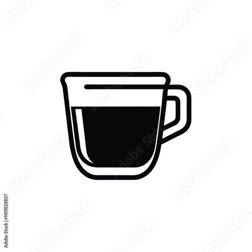 Cup Icon, Clean Mug, Coffee Icon Outline Design on Transparent Background