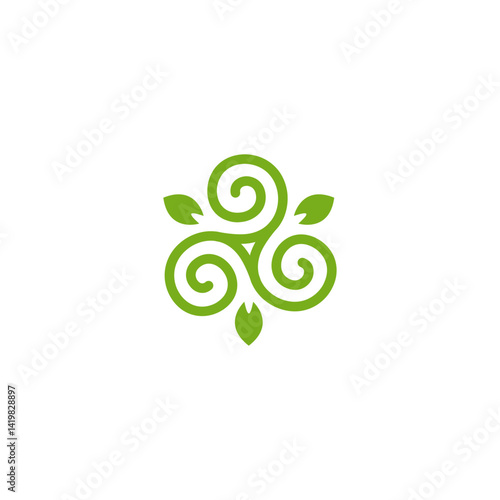 three spiral eaves trinity icon logo, leaf triangle for nature industri, triangular, elegant