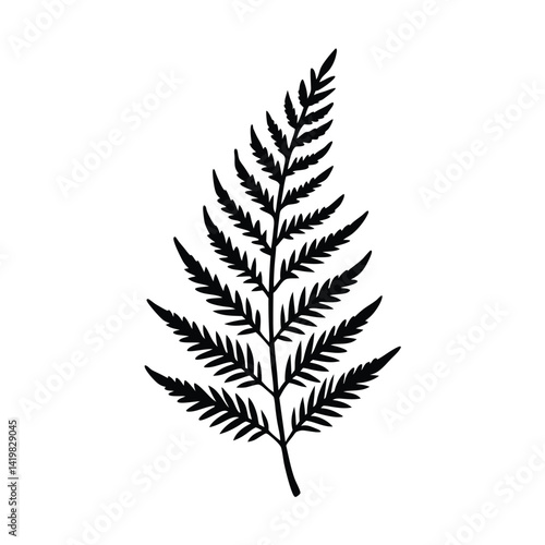 Elegant black fern silhouette on white background botanical illustration vector graphic isolated