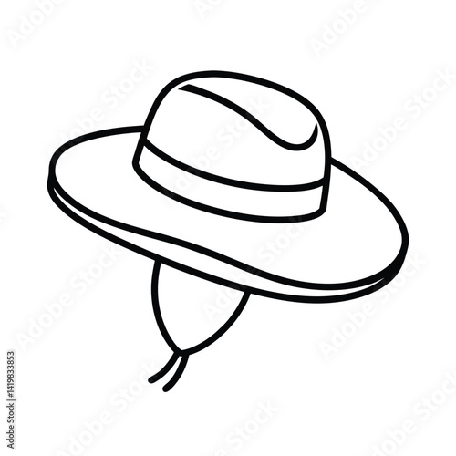 Outline style boonie hat vector illustration accessory clothing apparel headwear fashion sun protection object isolated