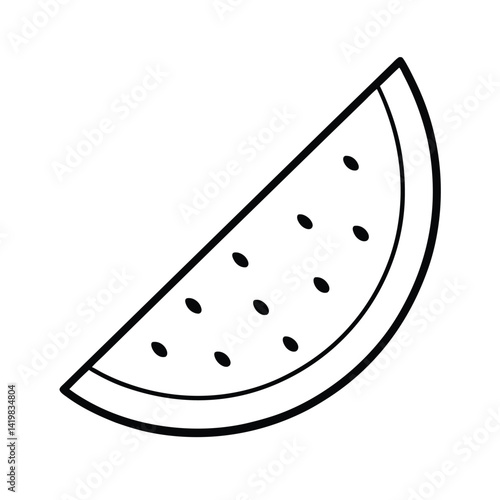 Isolated watermelon slice outline with seeds summer fruit vector illustration minimalist black and white