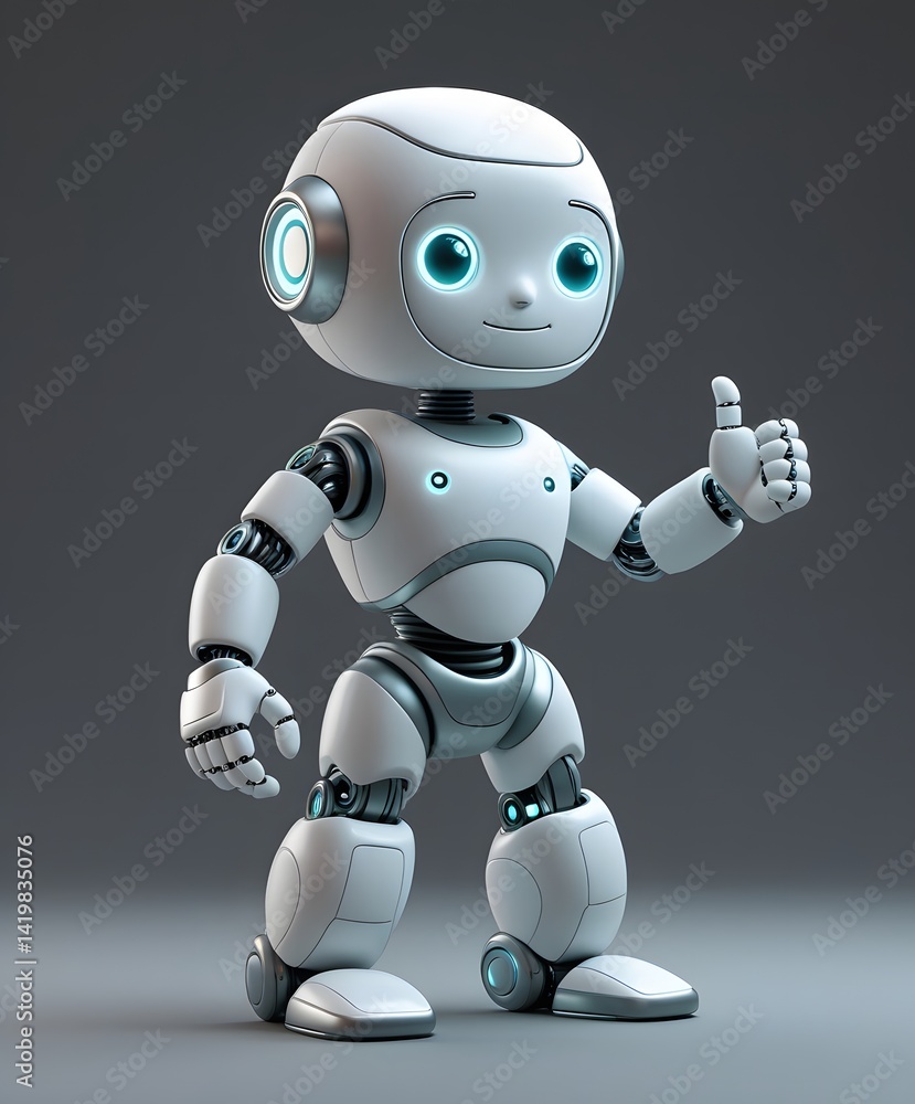 A cute friendly robot giving a thumbs up A cute friendly robot giving a thumbs up
