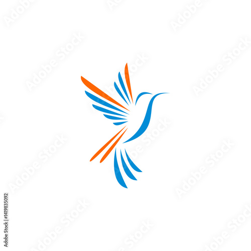 Colibri Logo isolated on white background. Design colibri for logo, Simple and clean flat design of the colibri logo template. Suitable for your design need, logo, illustration, animation.