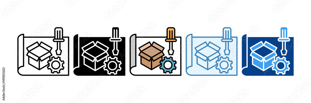 Fototapeta premium Service Design Icon Set Multiple Style Collection