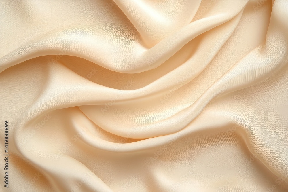 Obraz premium Cream-colored silk fabric drapes in flowing folds.