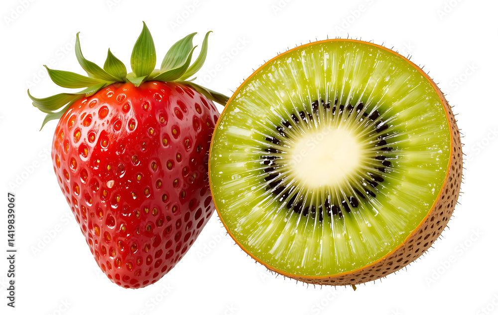 kiwi and strawberry on white kiwi and strawberry on white