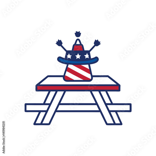 sparkling fireworks from brim of usa hat