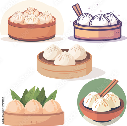 Cartoon buns food illustration material
