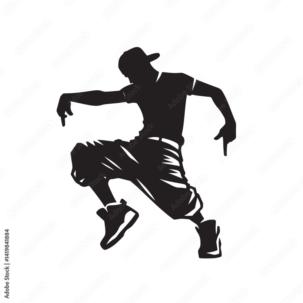 Hip hop dancer black and white vector silhouette Hip hop dancer black and white vector silhouette