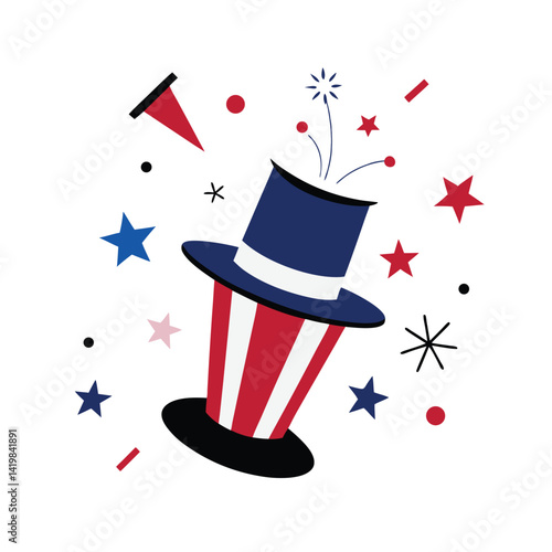 octopus wearing eight tiny usa hats
