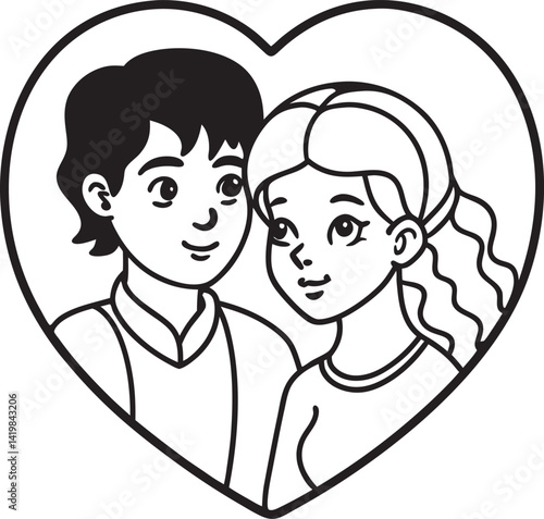 vector illustration of a couple with love