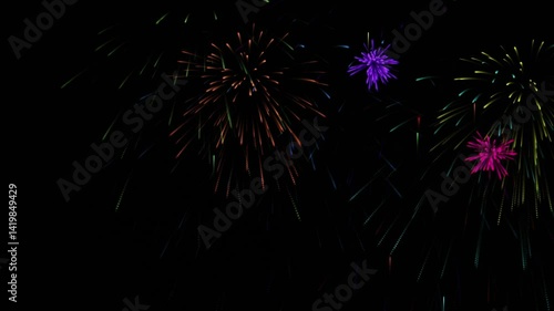 Wallpaper Mural Digital bright salutes and fireworks take off and explode on a black background across the frame, festive backdrop or background Torontodigital.ca