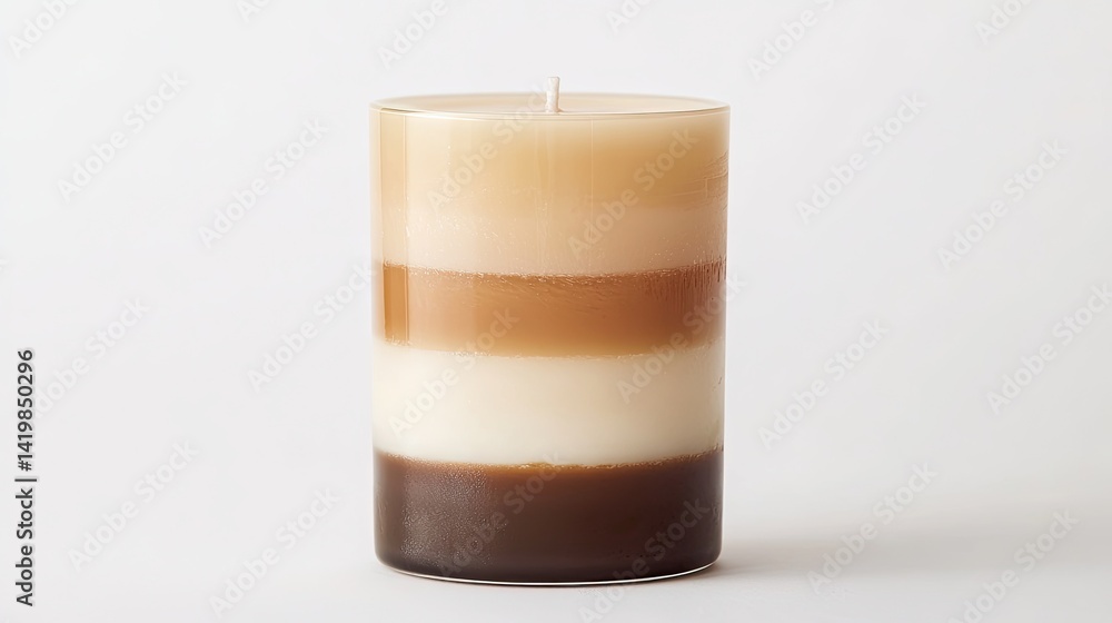 A layered candle in a clear cylinder A layered candle in a clear cylinder