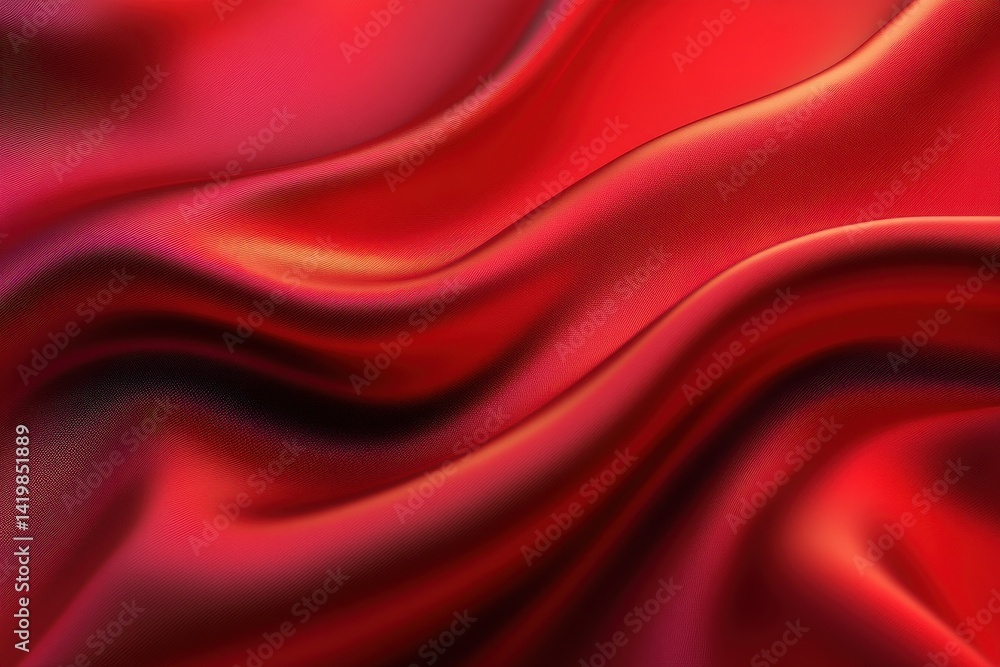 Fototapeta premium Deep crimson silk drapes in flowing folds.