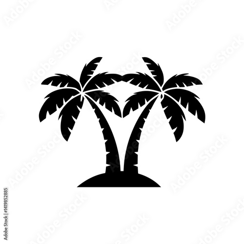 creative details Twin palm trees icon Vector Illustration