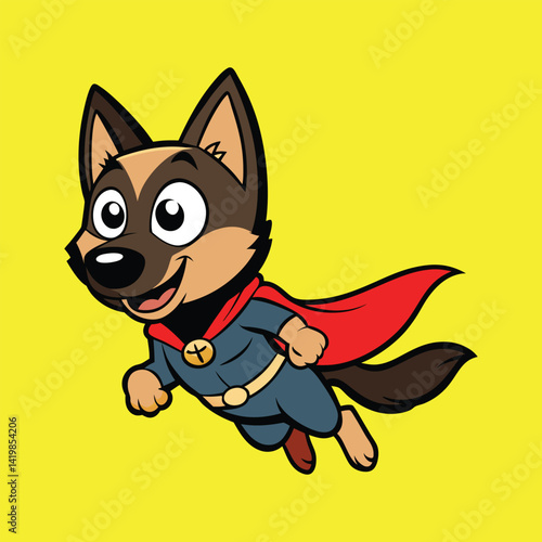 Cute Belgian Shepherd Super Hero  Flying