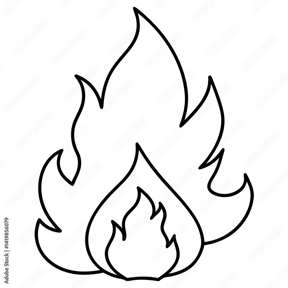vector illustration of a fire flame line art icon vector illustration of a fire flame line art icon