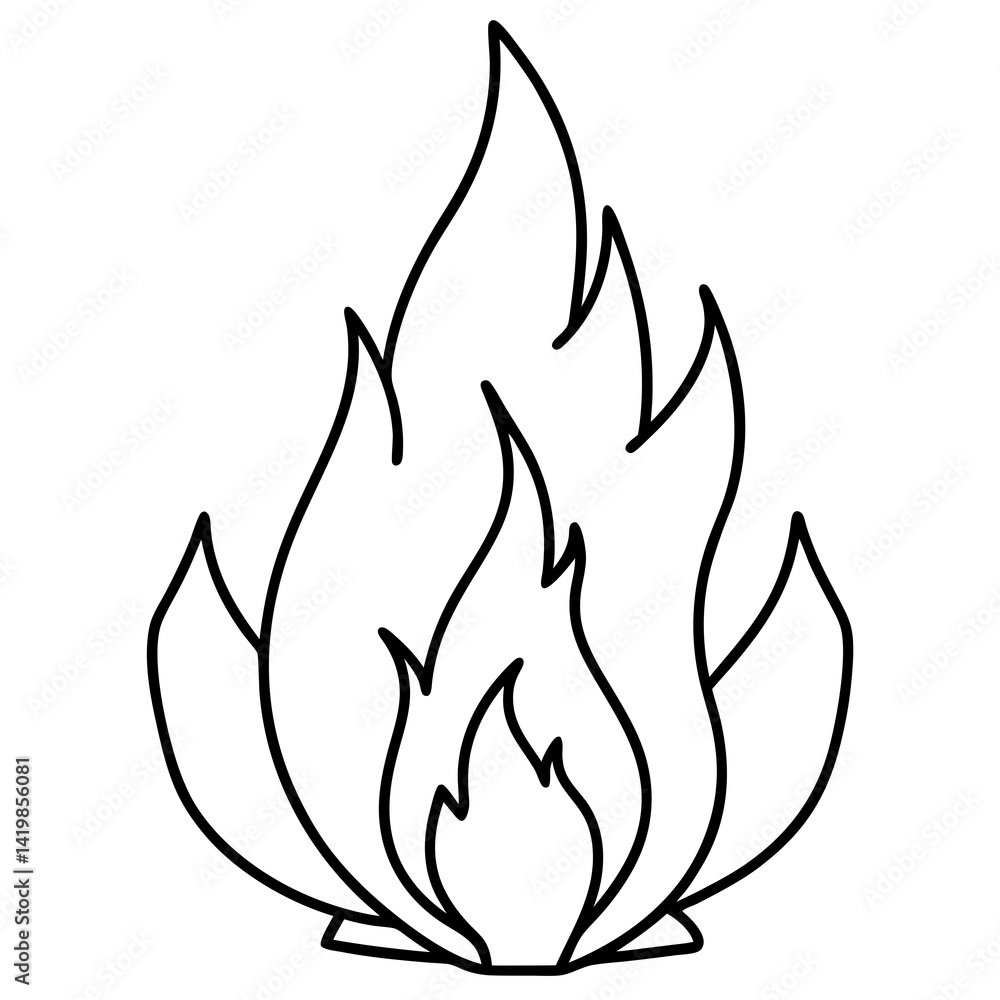 vector illustration of a fire flame line art icon vector illustration of a fire flame line art icon