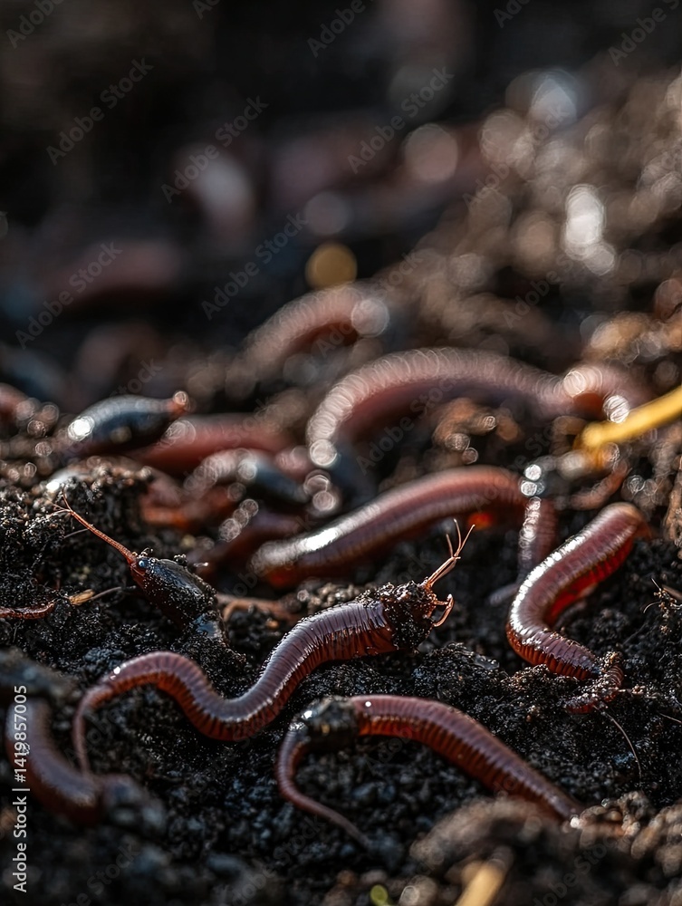 Earthworms in Rich Soil for Close-Up. Earthworms in Rich Soil for Close-Up.