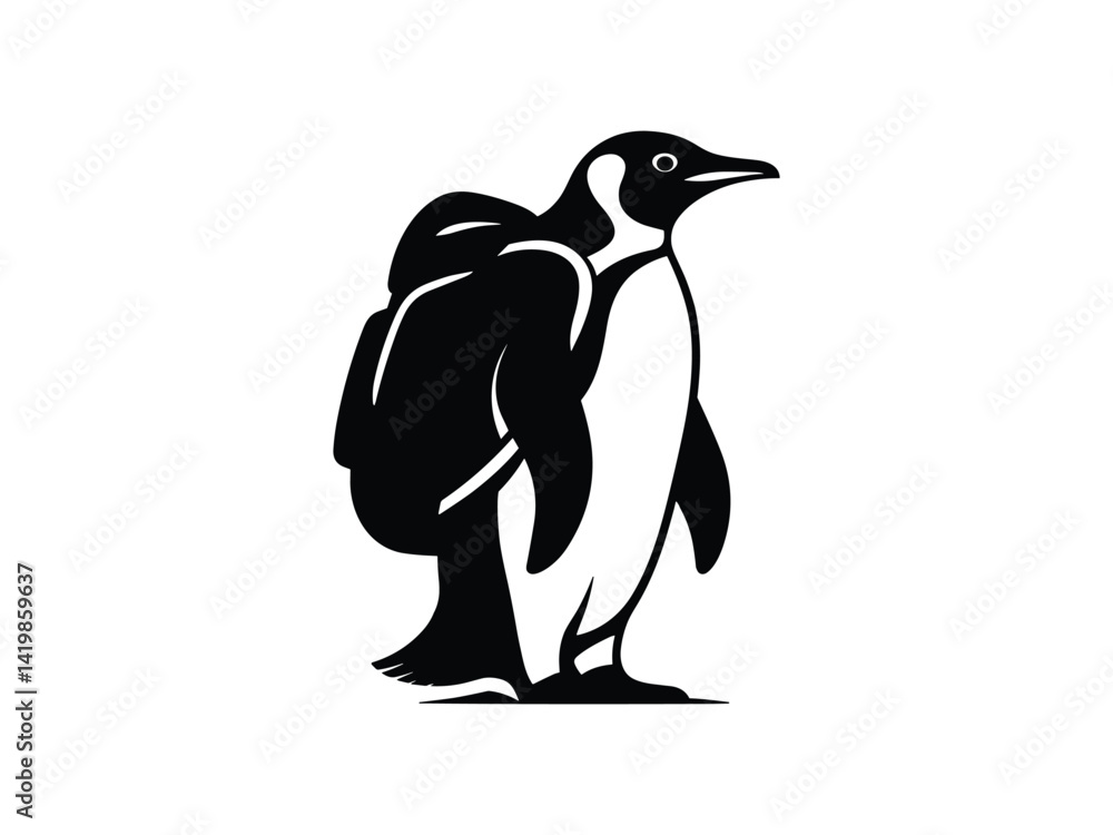 Fototapeta premium Adventurous Penguin Silhouette Vector.