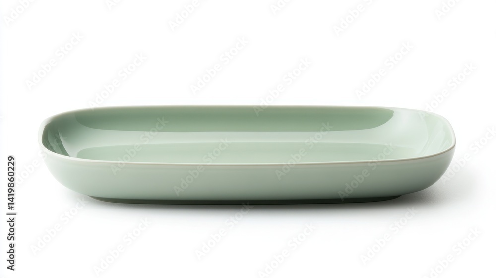 Empty light green rectangular plate on white background Empty light green rectangular plate on white background